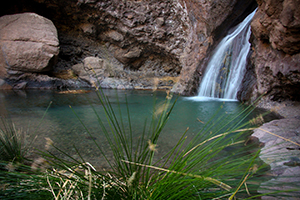 Charco Azul pool and waterfall in north west Gran Canaria